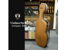 『超輕』大提琴碳纖盒：ViolinerString-Compact 大提琴盒 (駝色牛皮+銀拉絲) 